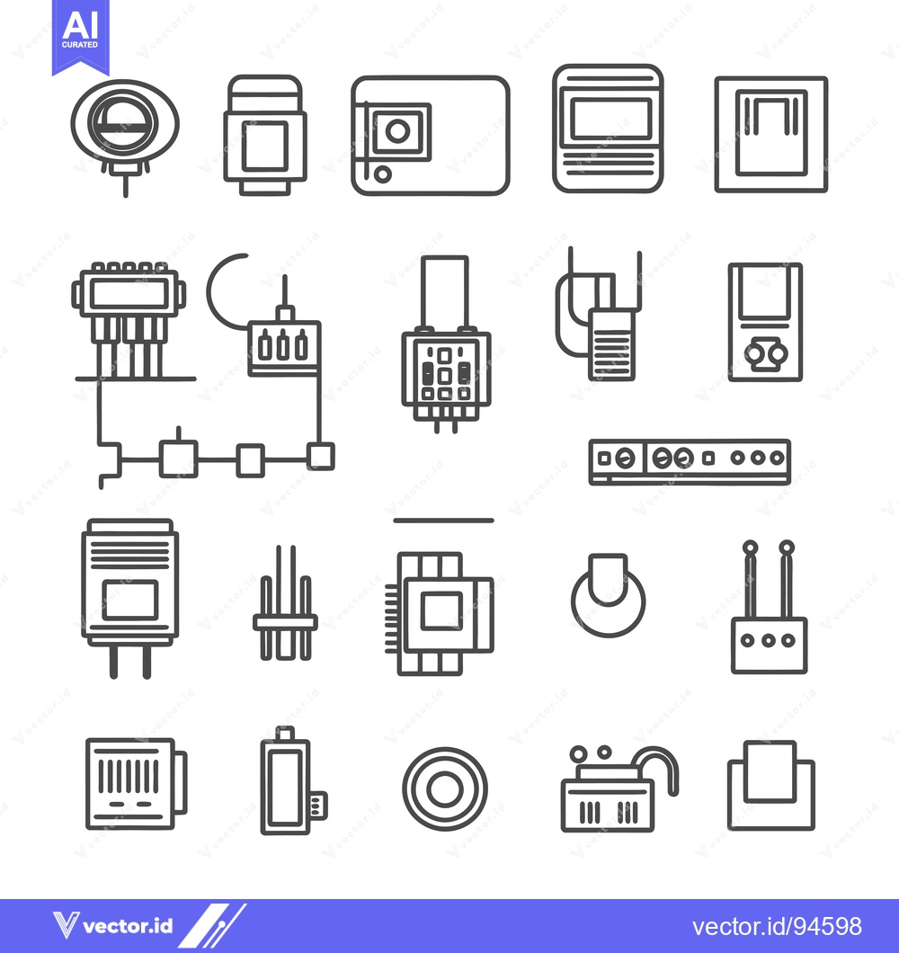 Premium Vector of Set of 20 electronic device icons in outline style