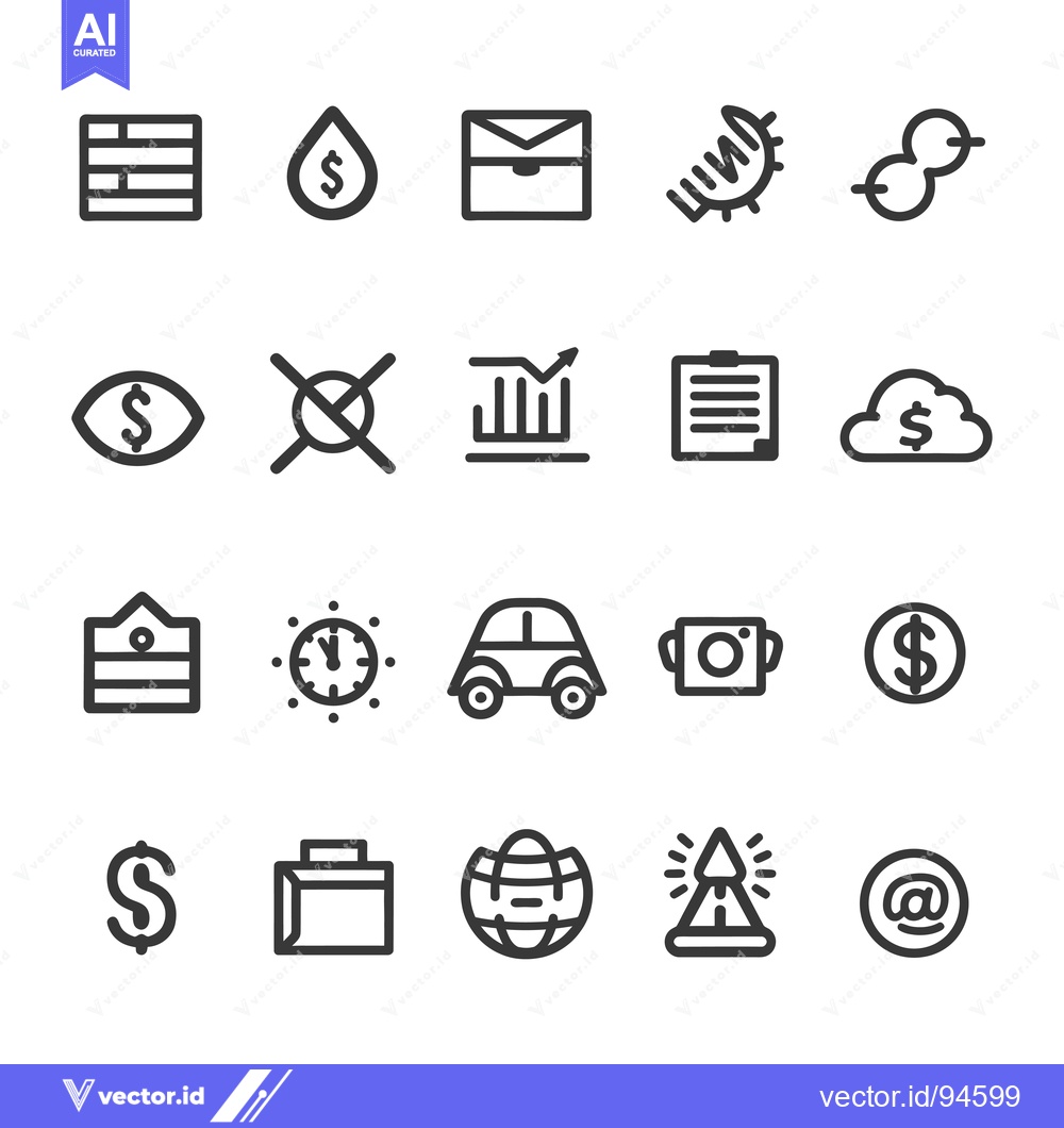 Premium Vector of Set of 20 Finance and Business Line Icons