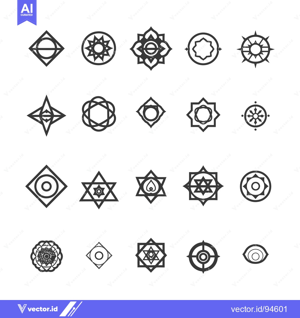 Premium Vector dari Set of 20 Geometric Abstract Mandala Symbols