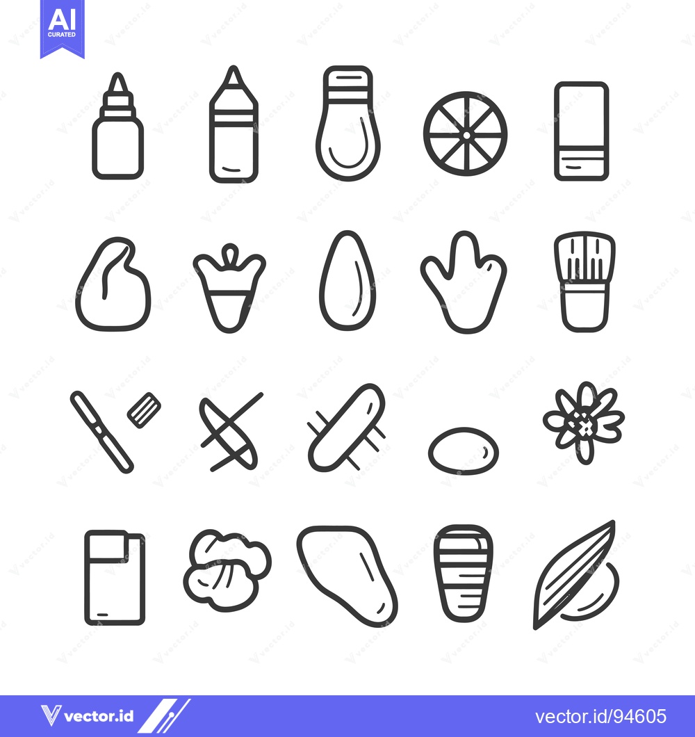 Premium Vector dari Set of 20 Hand Drawn Outline Icons Related to Beauty and Wellness