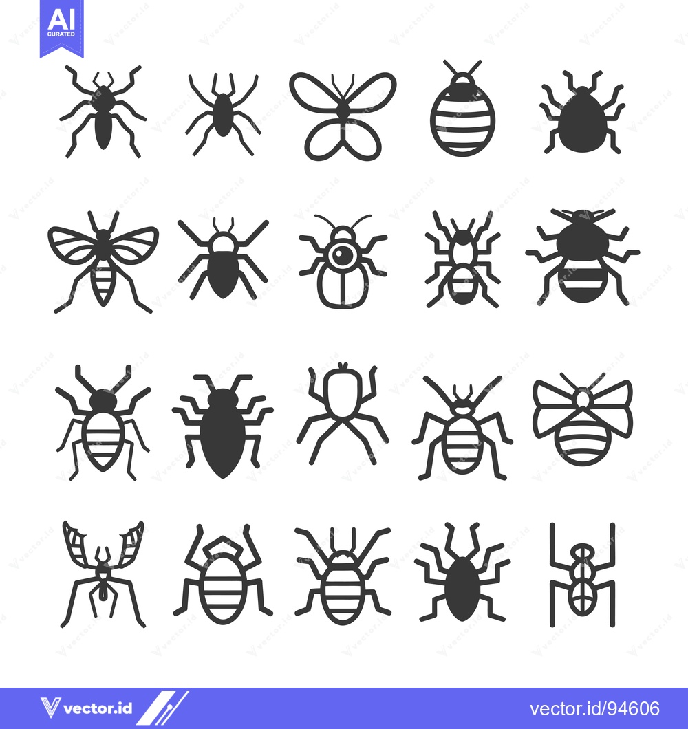 Premium Vector dari Set of 20 Insect Icons