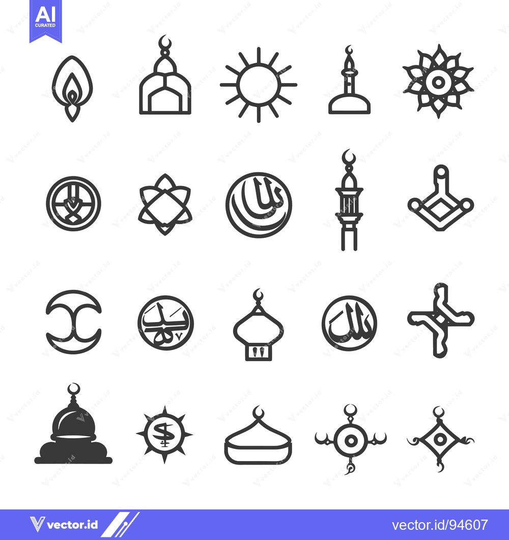 Premium Vector dari Set of 20 Islamic Design Elements and Icons