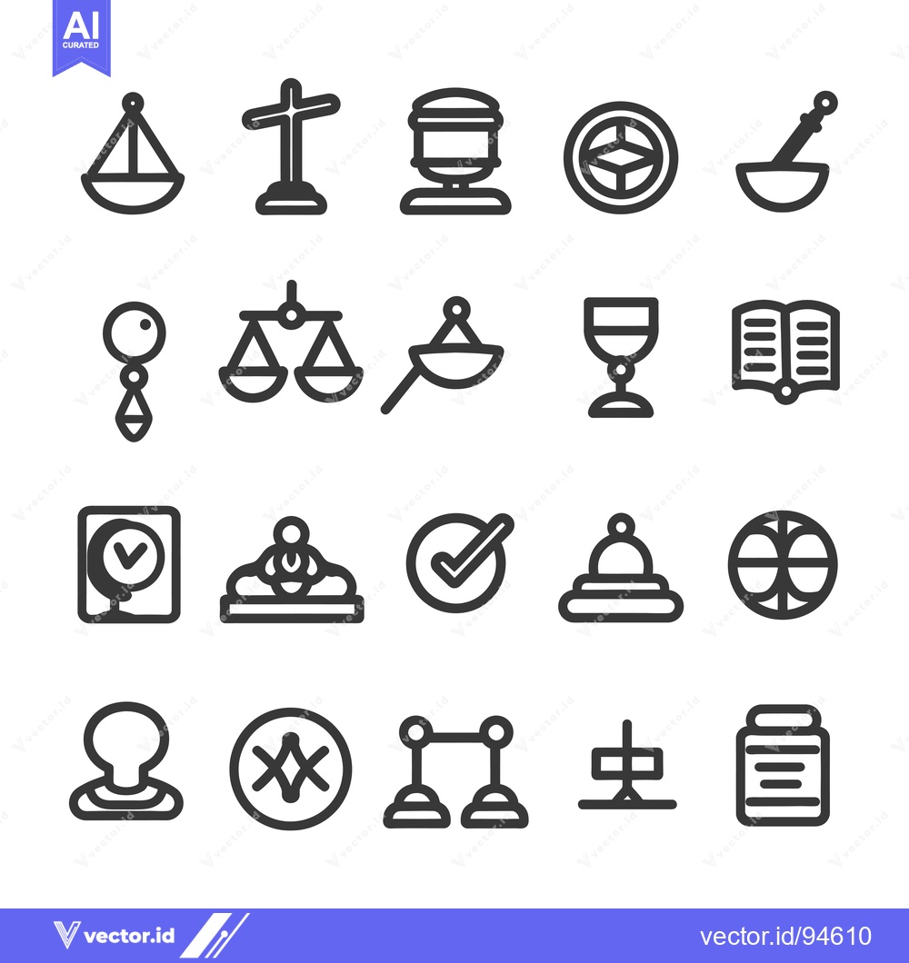 Premium Vector of Set of 20 Law and Justice Line Icons