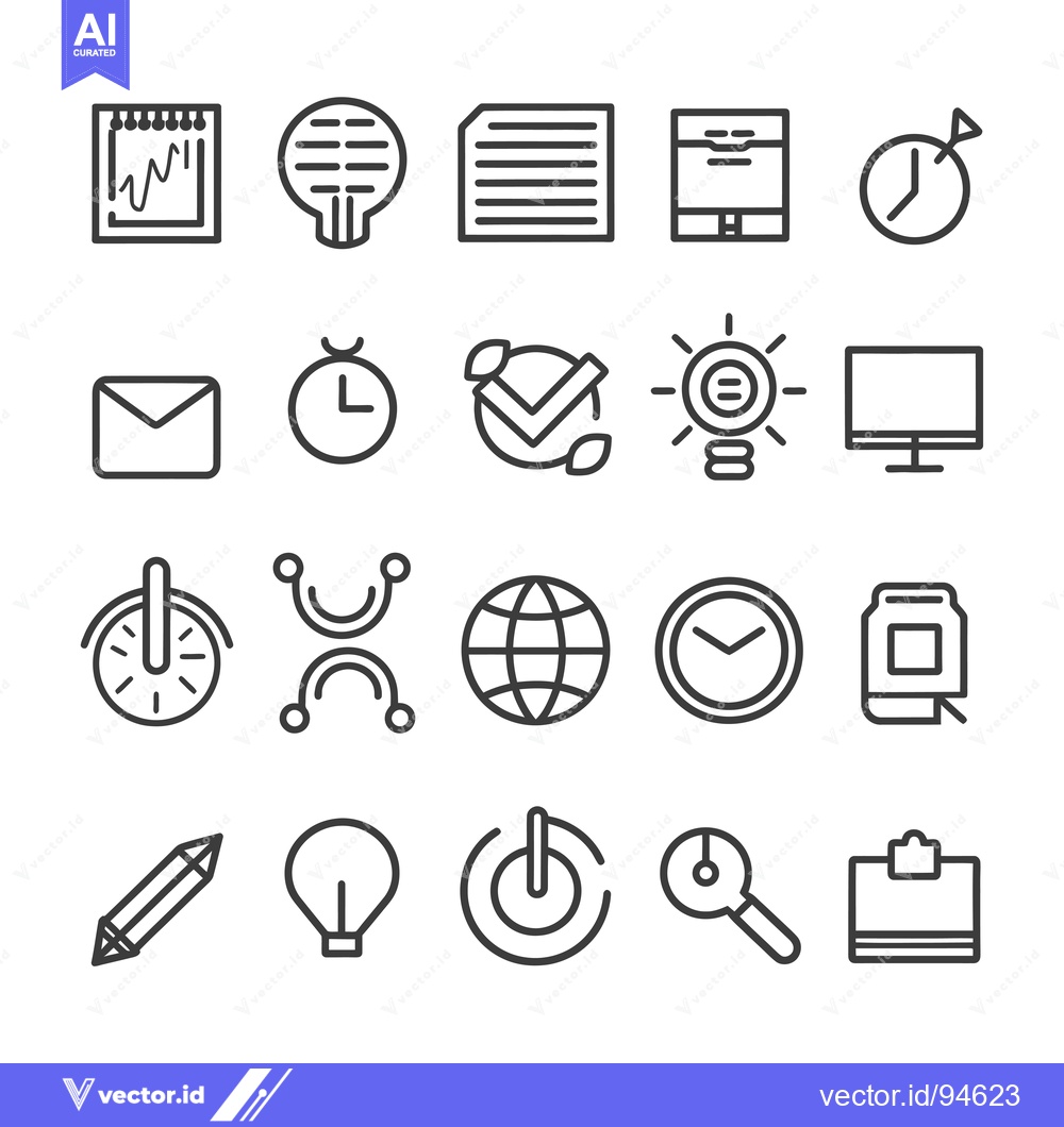 Premium Vector dari Set of 20 Line Icons for Business and Technology
