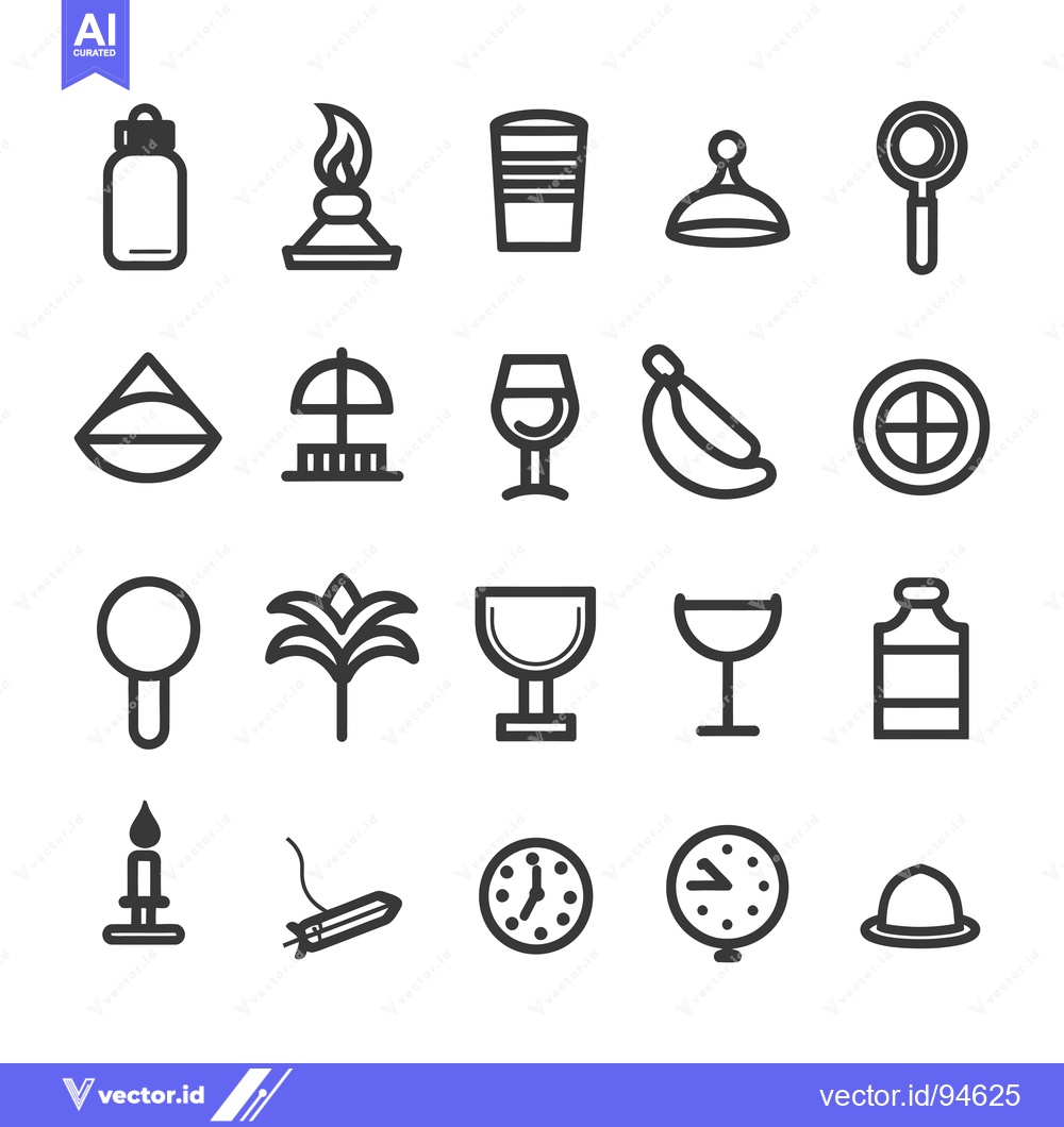 Premium Vector dari Set of 20 Line Icons for Everyday Objects