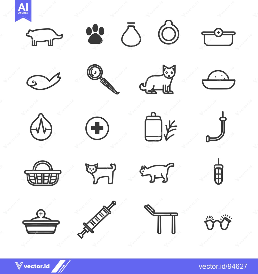 Premium Vector dari Set of 20 Line Icons for Pet Clinic and Veterinary Care