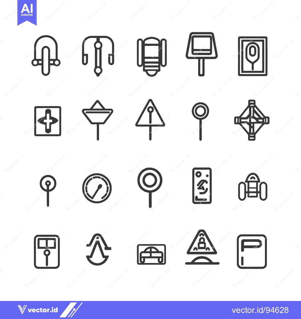 Premium Vector dari Set of 20 Line Icons for Playground, Traffic, and Other Signs
