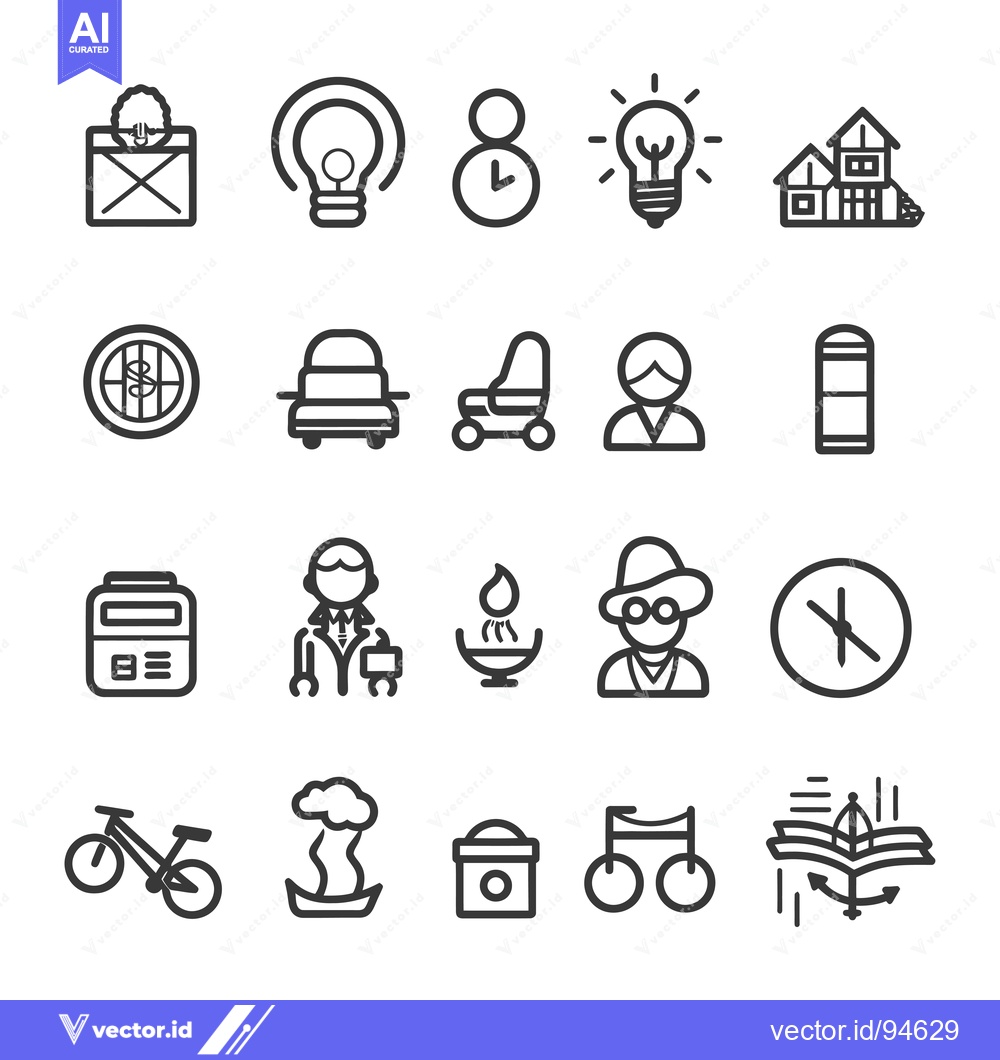 Premium Vector of Set of 20 Line Icons for Various Subjects and Concepts