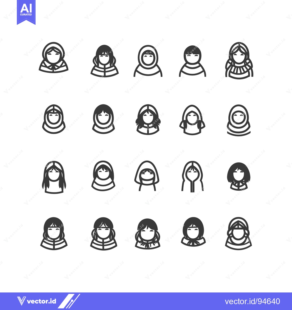 Premium Vector dari Set of 20 Line Icons of Women Wearing Traditional Clothing