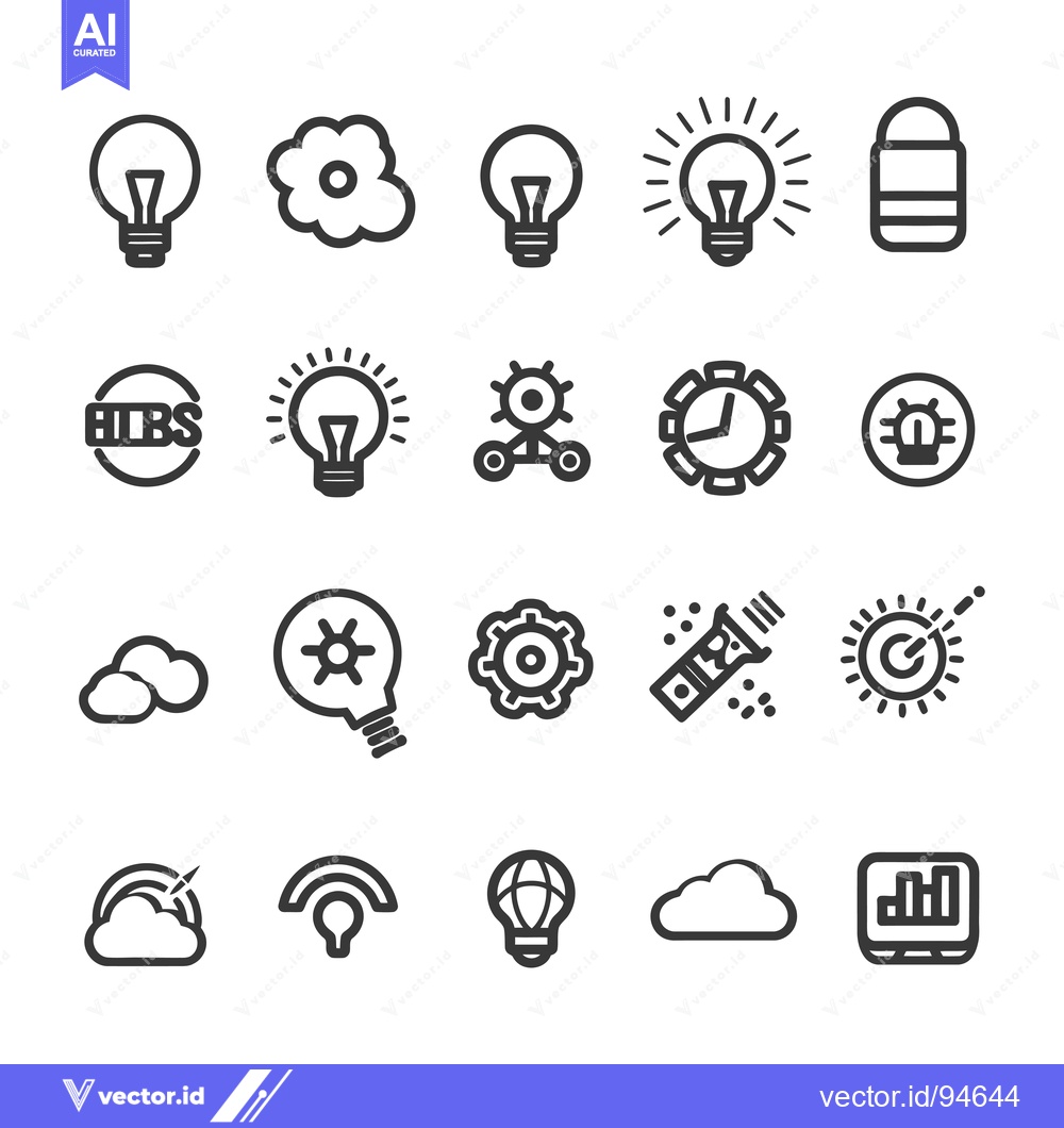 Premium Vector dari Set of 20 line icons related to innovation, idea, and technology