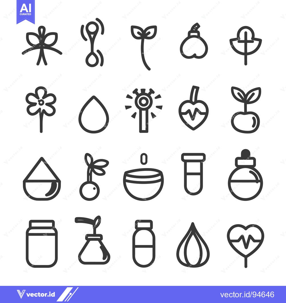Premium Vector dari Set of 20 Line Icons Related to Natural Products and Herbal Remedies