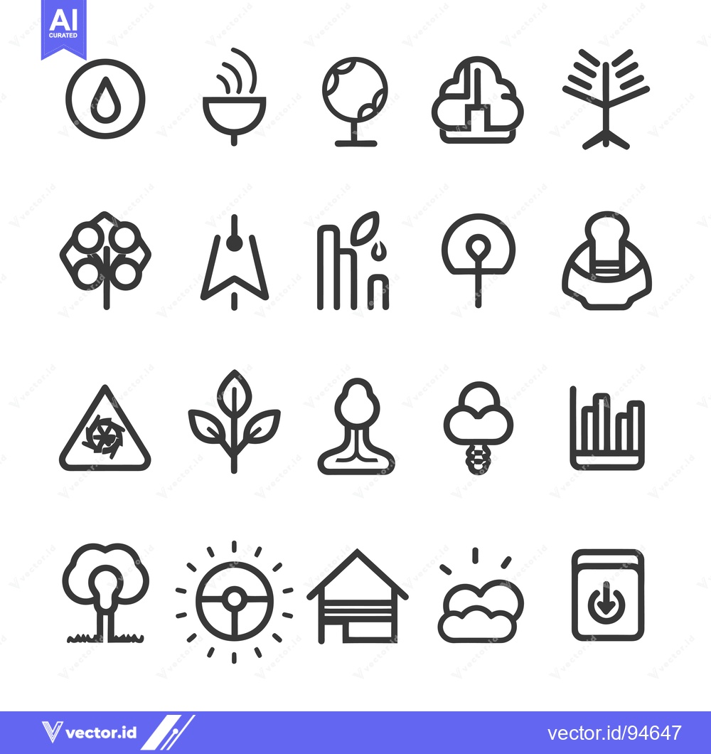 Premium Vector dari Set of 20 Line Icons Related to Nature and Environmental Protection