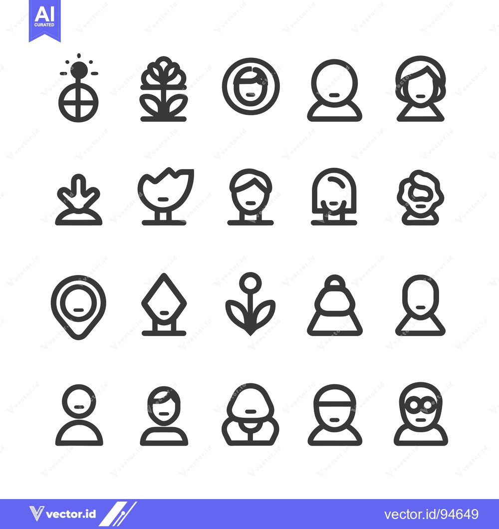 Premium Vector dari Set of 20 Line Icons Related to People and Plants