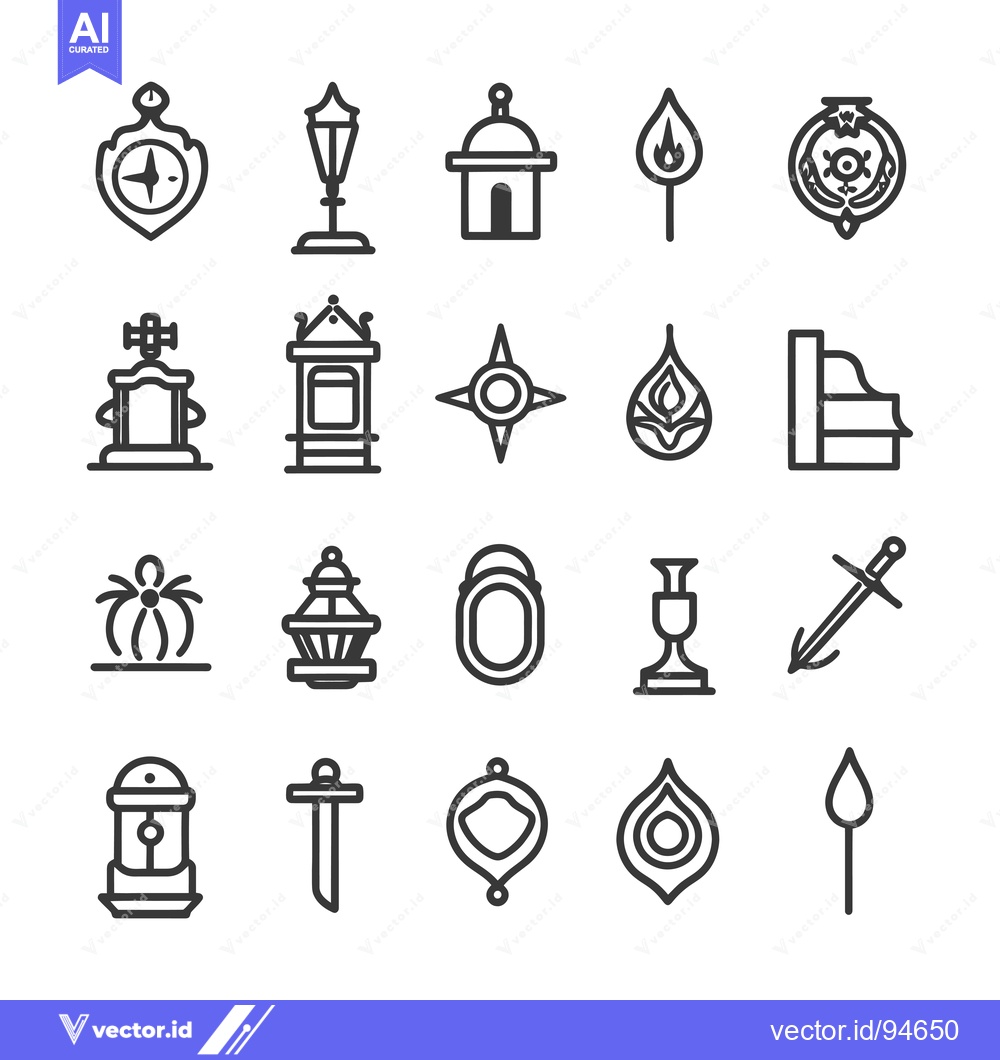 Premium Vector dari Set of 20 Line Icons Related to Religion and Faith