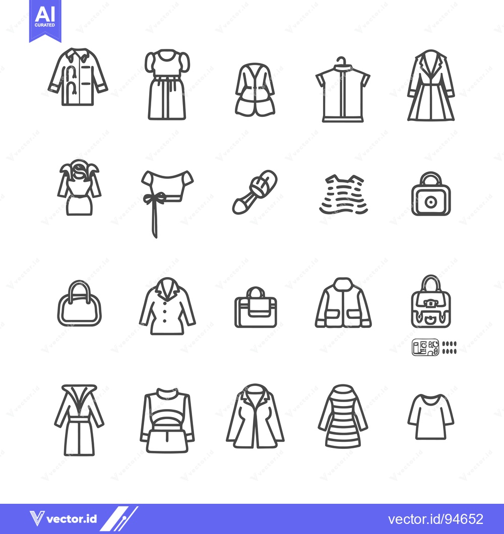 Premium Vector of Set of 20 Line Icons Related to Women's Fashion and Accessories