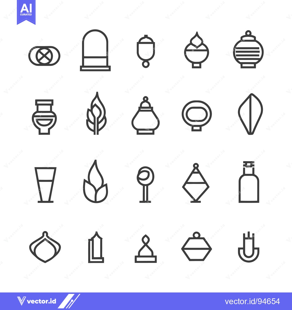 Premium Vector dari Set of 20 Line Icons Representing Different Types of Lamps