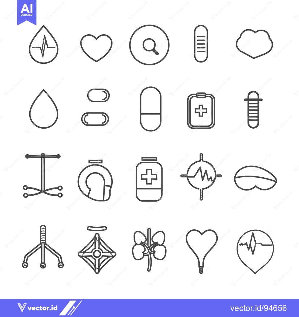 Premium Vector of Set of 20 Line Icons Representing Medical and Healthcare Concepts