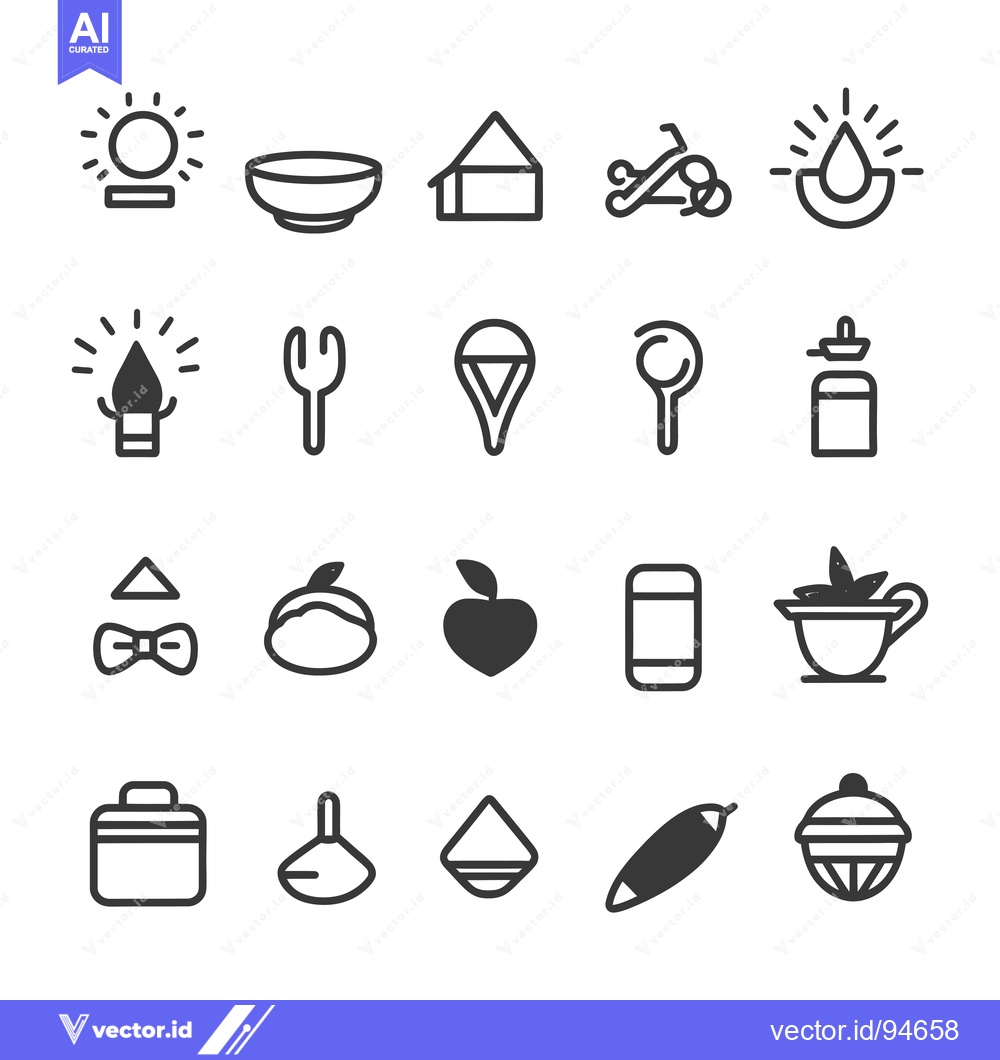 Premium Vector of Set of 20 Line Icons with Black and White Colors
