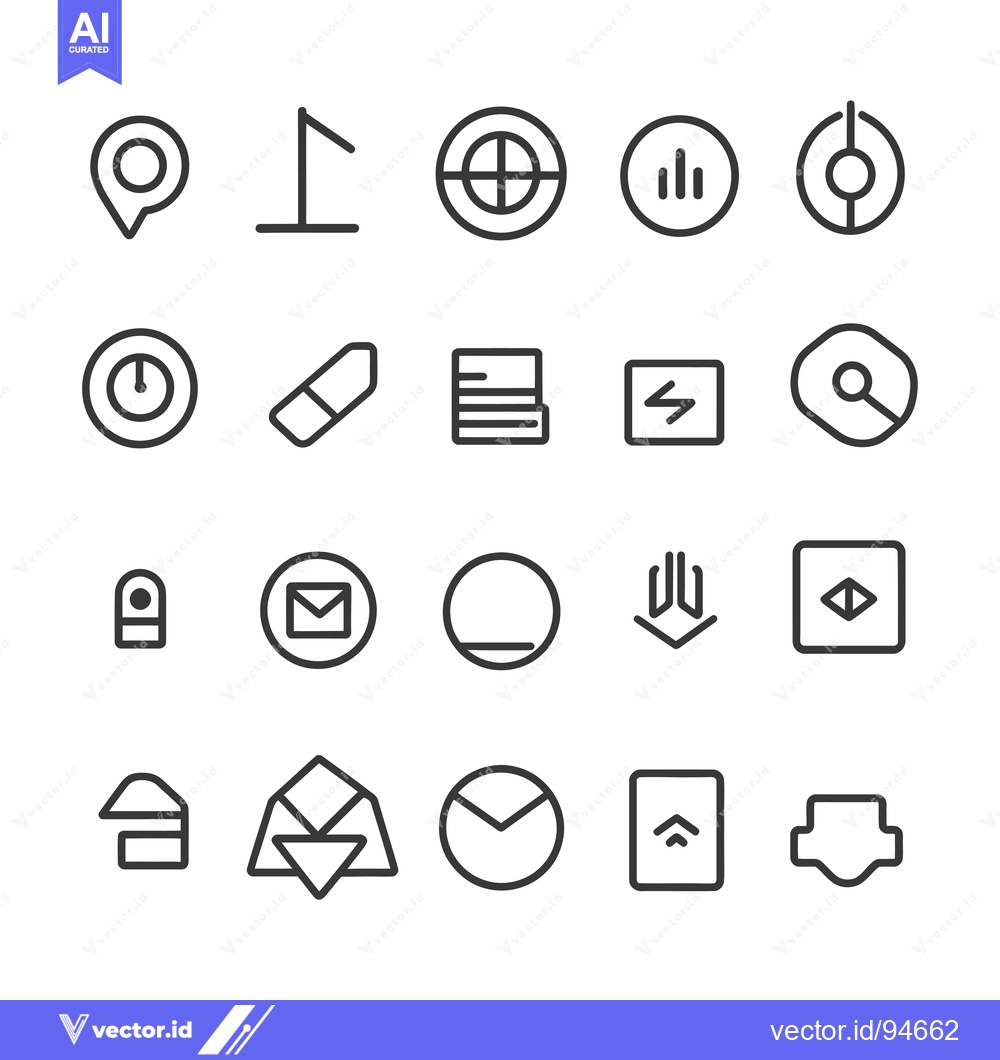 Premium Vector dari Set of 20 Minimalistic Line Icons for Web and Mobile Apps