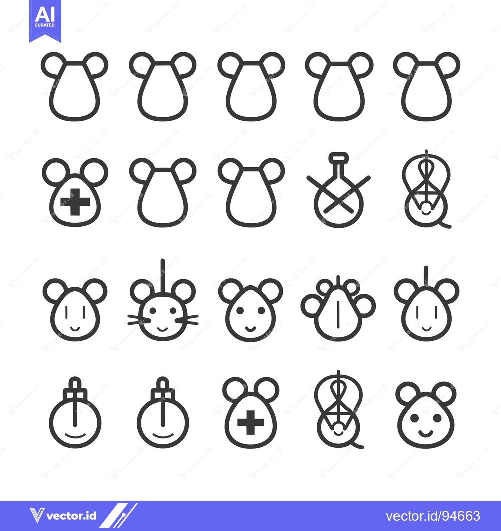 Premium Vector dari Set of 20 Mouse Icons in Line Style