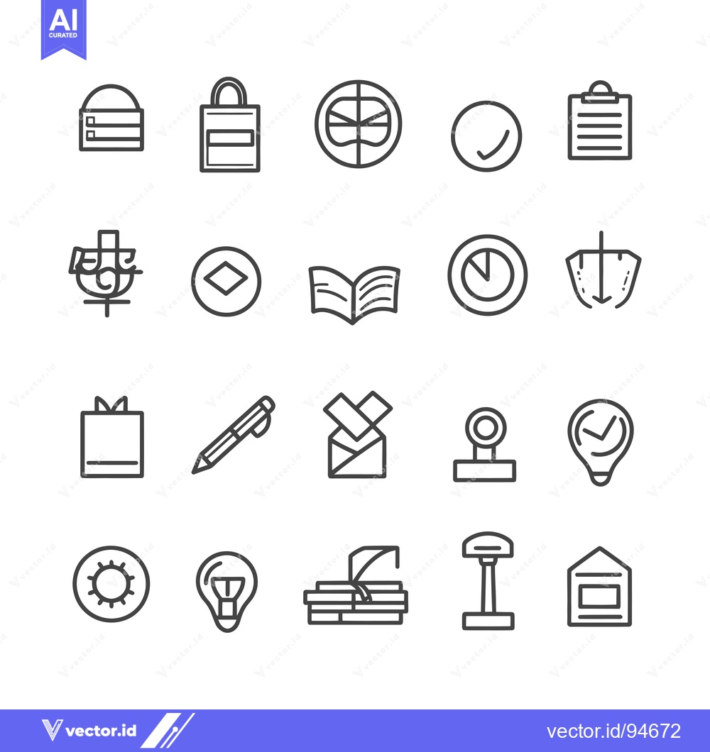 Premium Vector of Set of 20 Outline Icons for Web Design and Mobile Applications