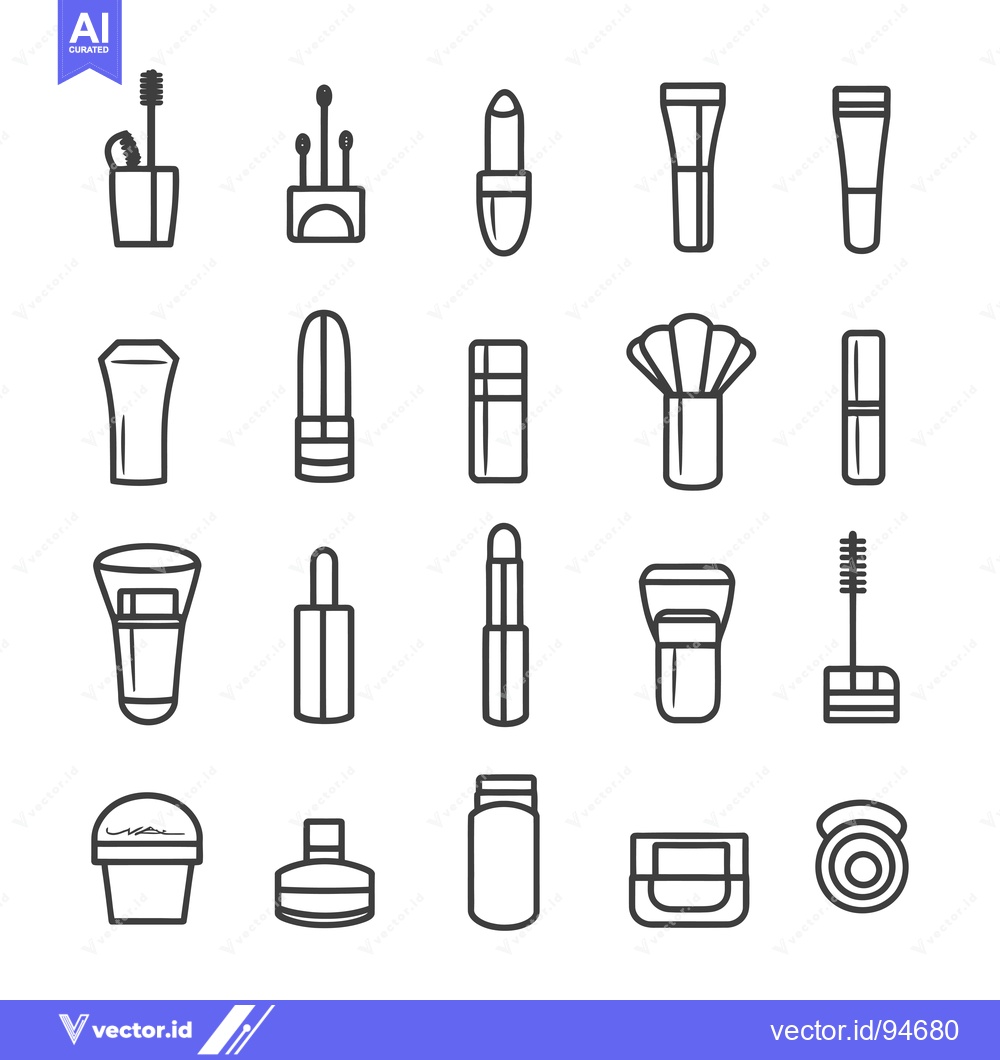 Premium Vector of Set of 20 Outline Makeup Icons