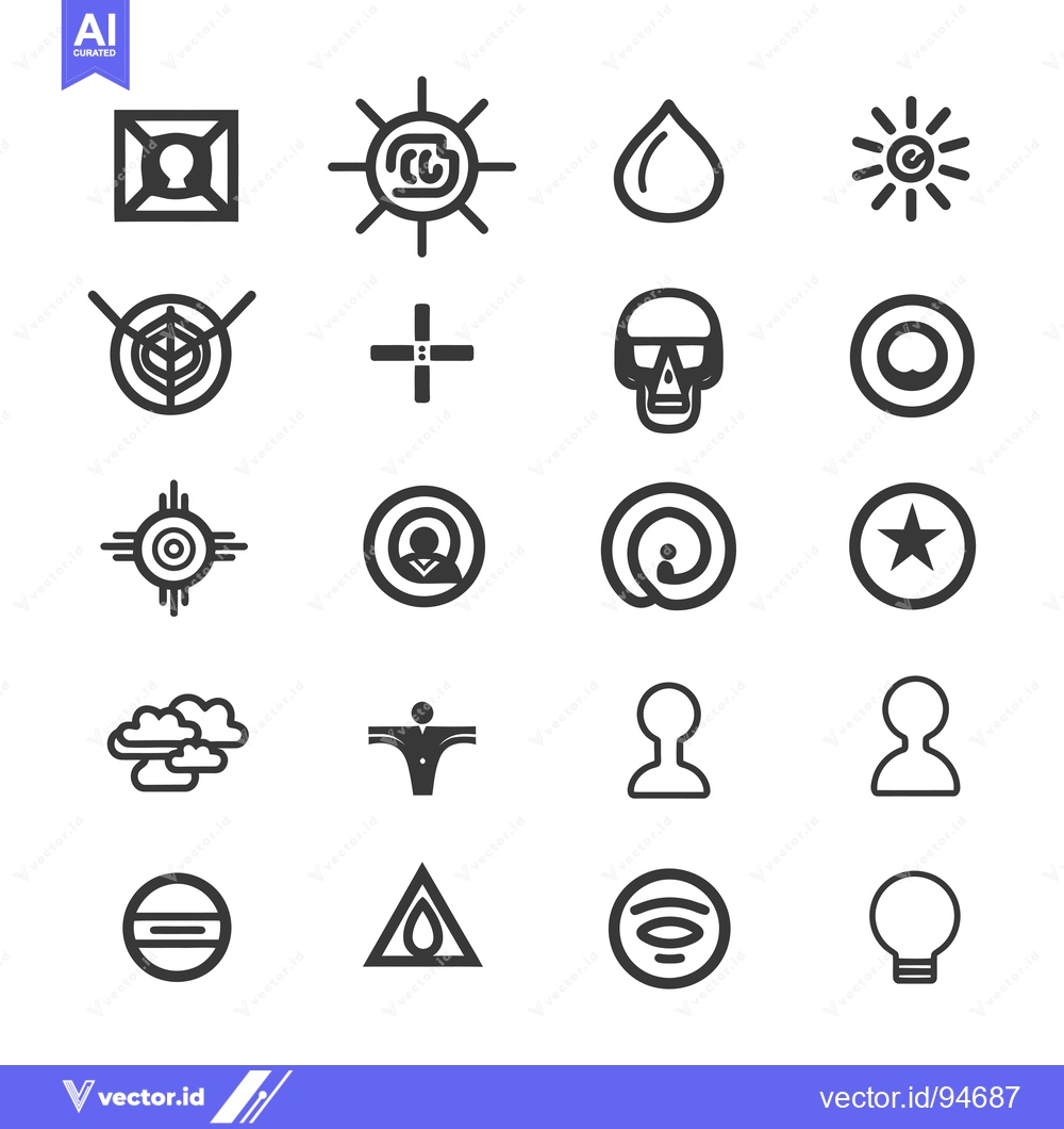 Premium Vector dari Set of 20 Simple Geometric Abstract Line Icons