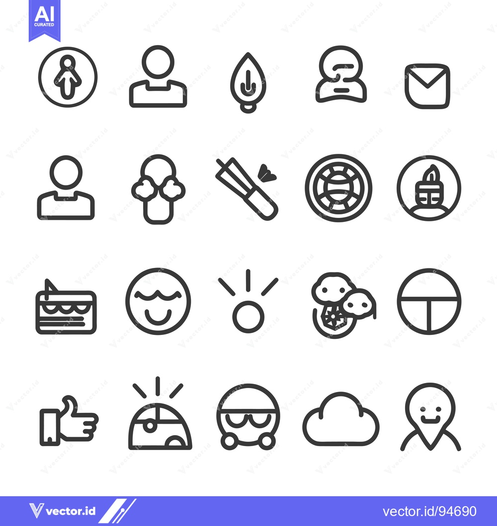Premium Vector of Set of 20 Simple Line Icons for Web and Mobile Apps