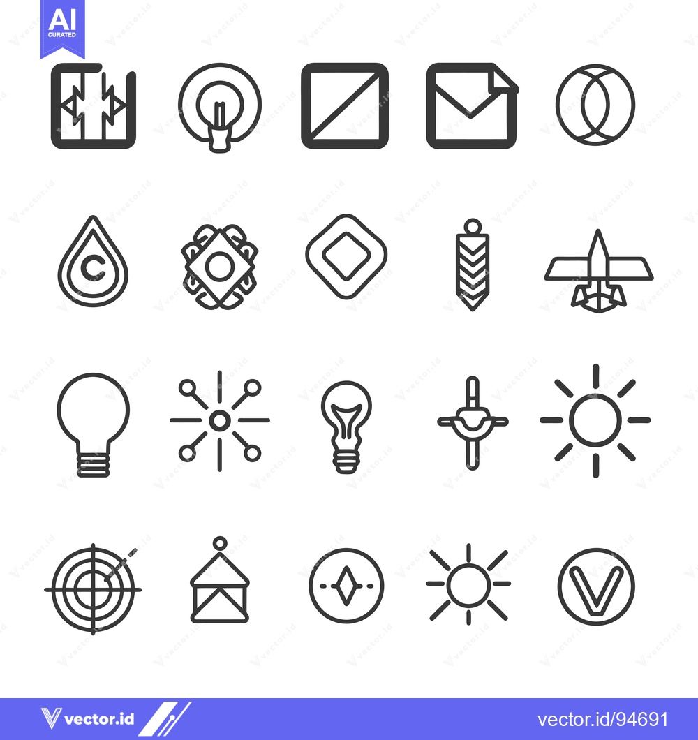 Premium Vector dari Set of 20 Simple Line Icons for Website, Mobile App and Presentation