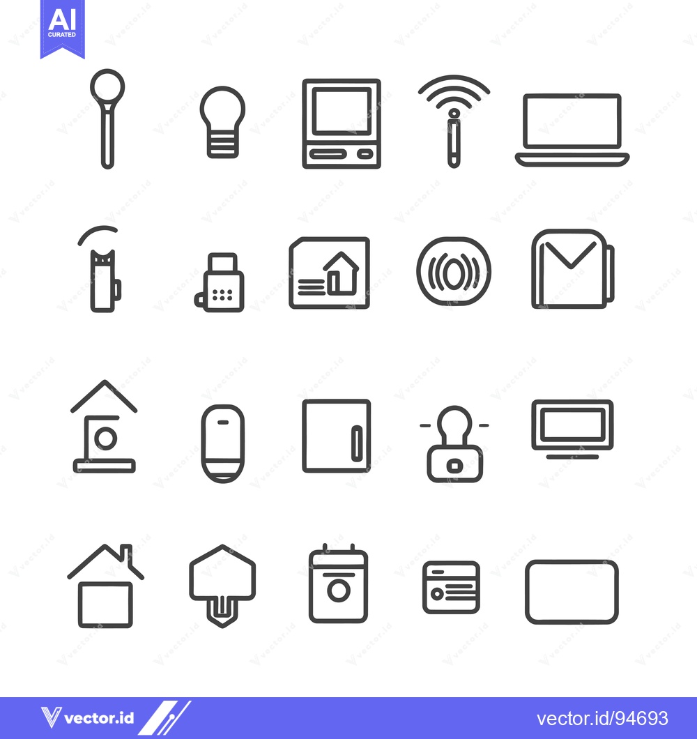 Premium Vector of Set of 20 Simple Line Icons of Technology and Home Related Symbols