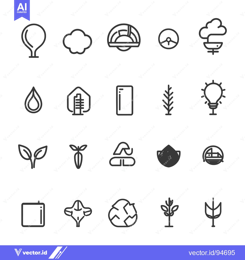 Premium Vector dari Set of 20 Simple Line Icons Related to Ecology and Nature