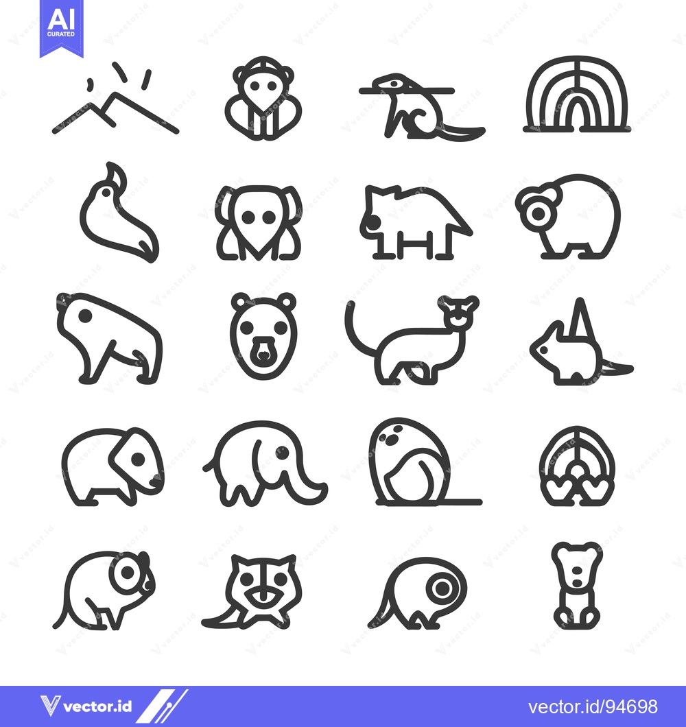Premium Vector dari Set of 20 Simple Outline Animal Icons