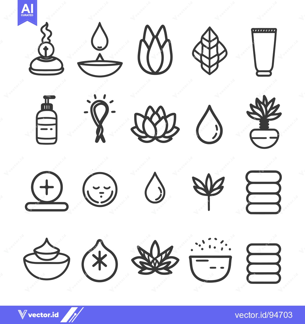 Premium Vector dari Set of 20 Spa and Wellness Line Icons