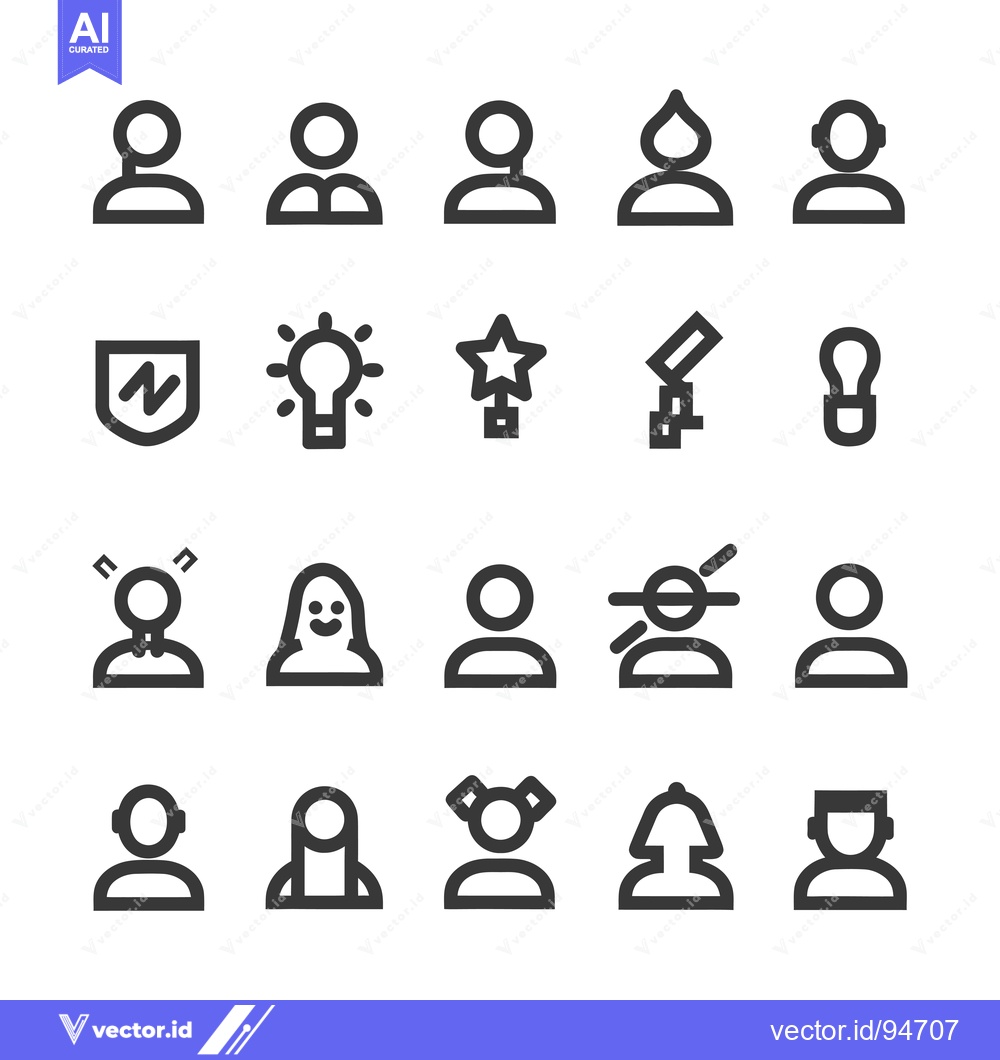 Premium Vector of Set of 20 User Profile Icon Illustrations