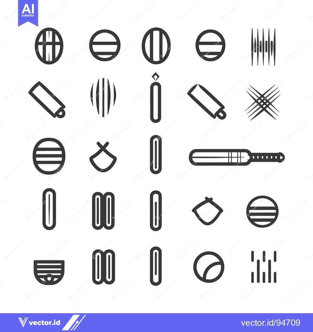 Premium Vector dari Set of 24 Cricket Icons and Symbols