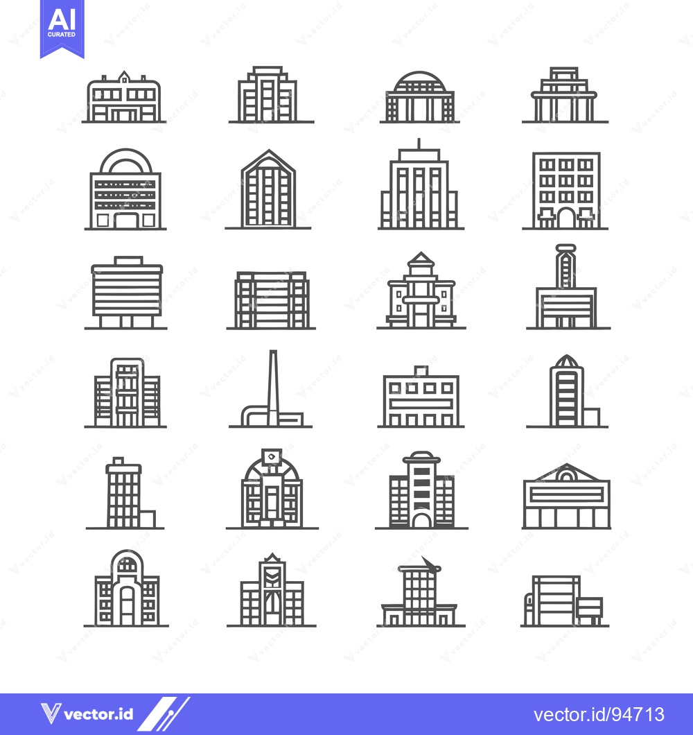 Premium Vector dari Set of 24 Linear Building Icons