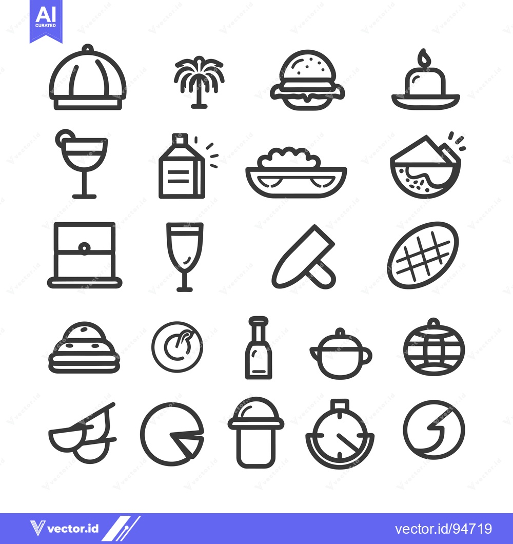 Premium Vector dari Set of 24 Line Icons on White Background