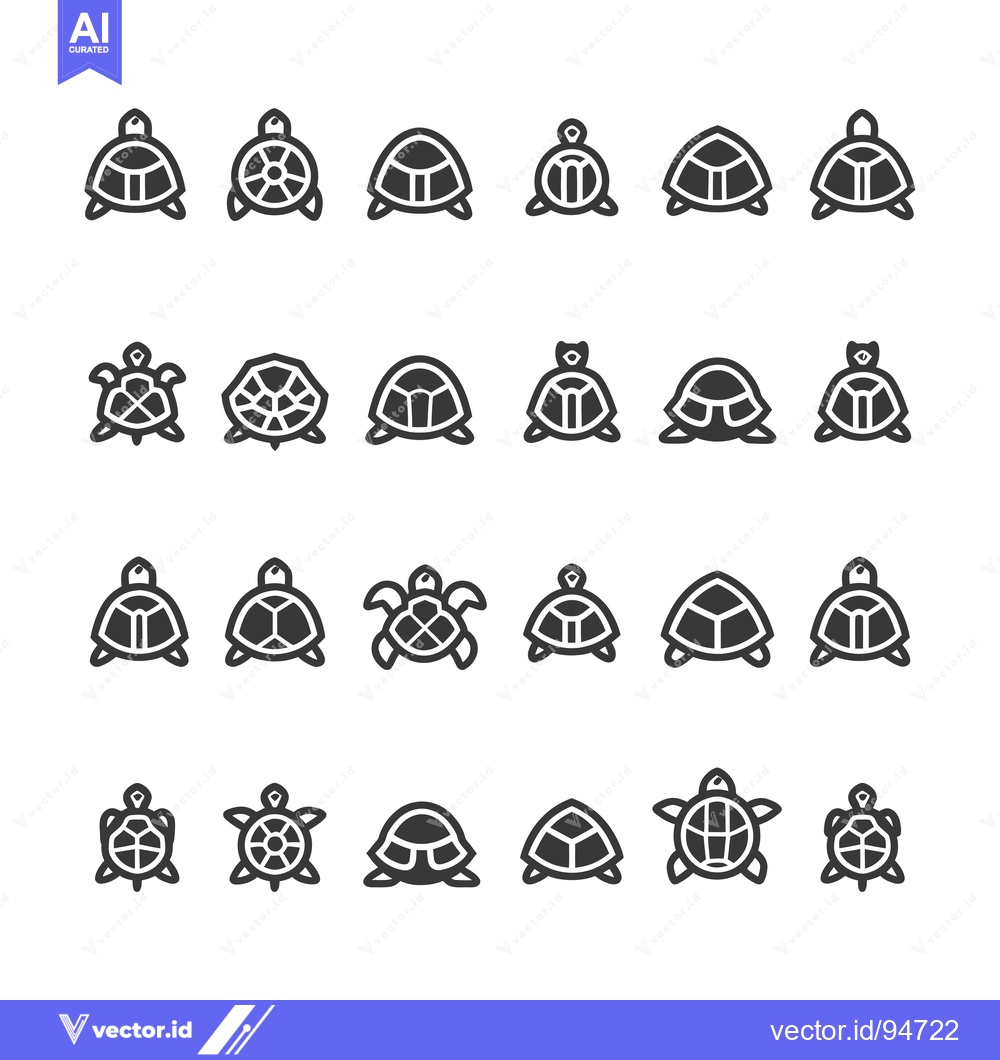 Premium Vector dari Set of 24 turtle icons in various poses and styles