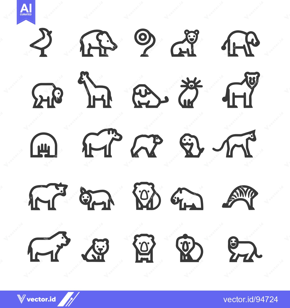 Premium Vector dari Set of 25 Animal Outline Icons