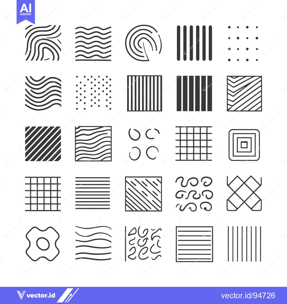 Premium Vector dari Set of 25 Black and White Abstract Geometric Patterns