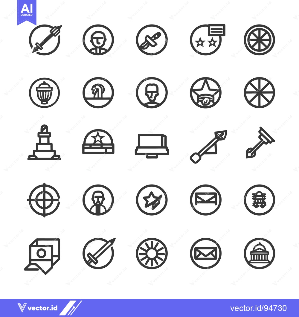 Premium Vector of Set of 25 Black and White Line Icons Related to American Politics