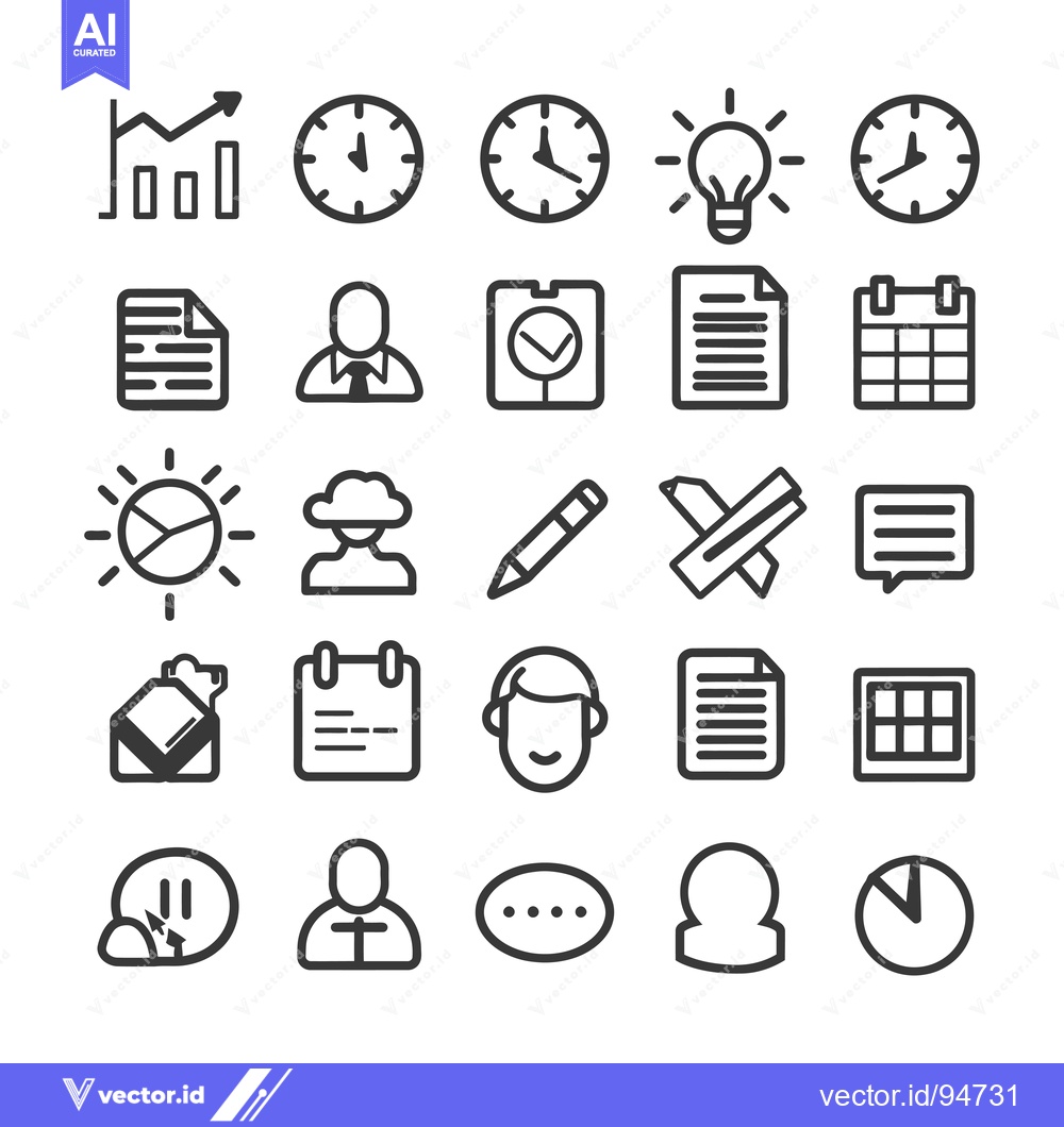 Premium Vector of Set of 25 Business and Office Line Icons
