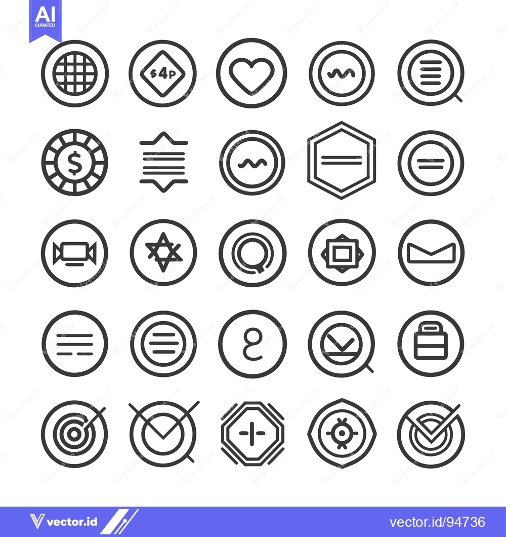 Premium Vector of Set of 25 Circular and Geometric Line Icons