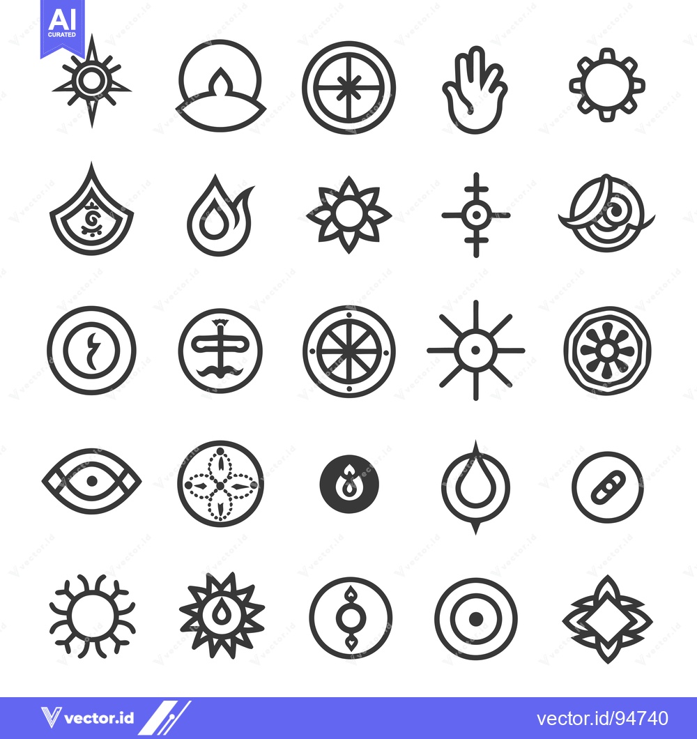 Premium Vector of Set of 25 Hand Drawn Abstract Symbols and Signs