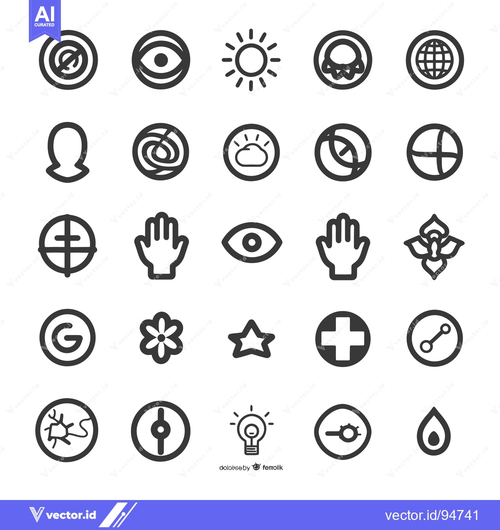 Premium Vector dari Set of 25 Hand Drawn Black and White Line Icons