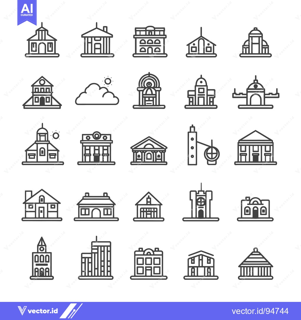 Premium Vector dari Set of 25 Linear Building Icons