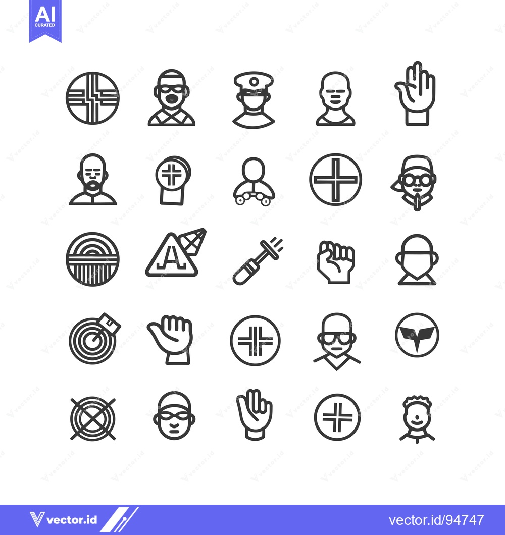 Premium Vector dari Set of 25 Line Icons for Different Professions