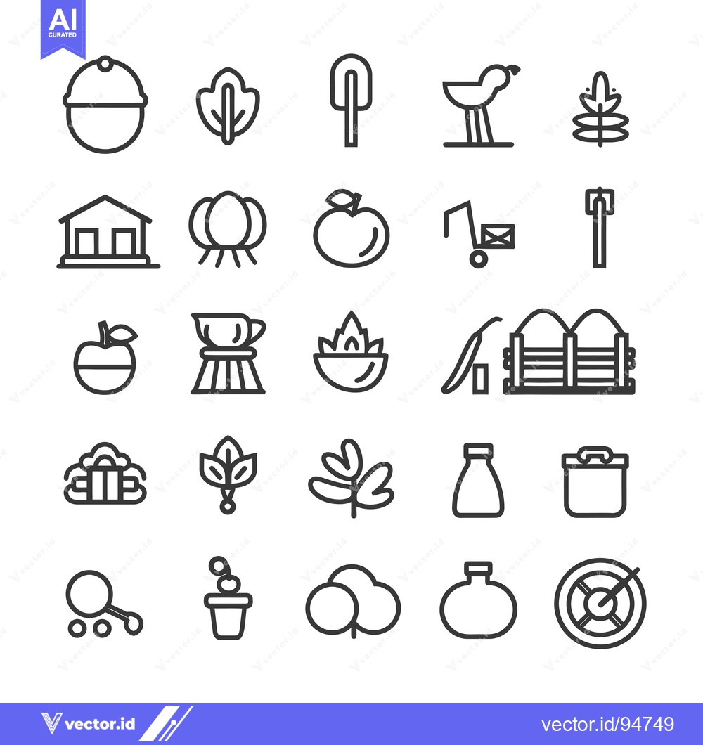 Premium Vector of Set of 25 Line Icons for Gardening and Agriculture