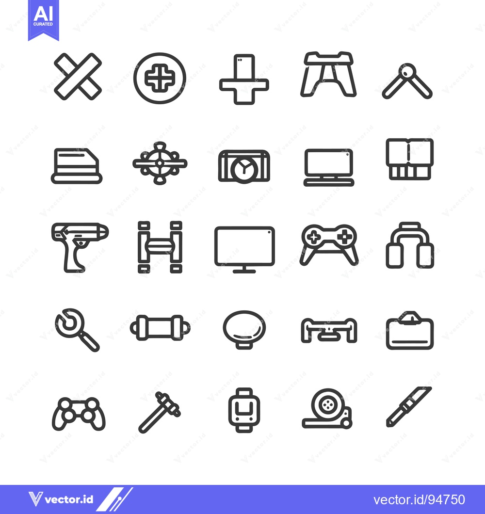 Premium Vector dari Set of 25 Line Icons for Technology, Tools, and Electronics