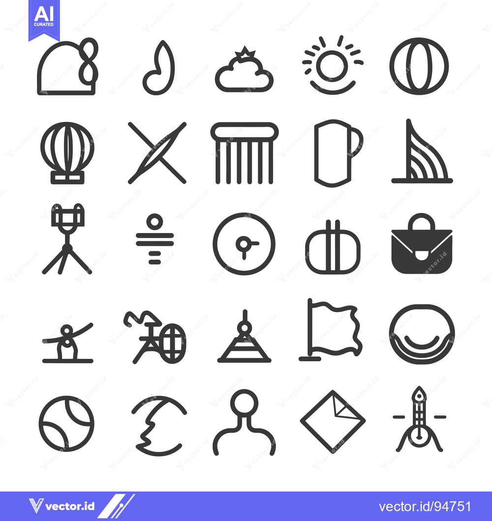 Premium Vector dari Set of 25 Line Icons for Various Objects and Activities